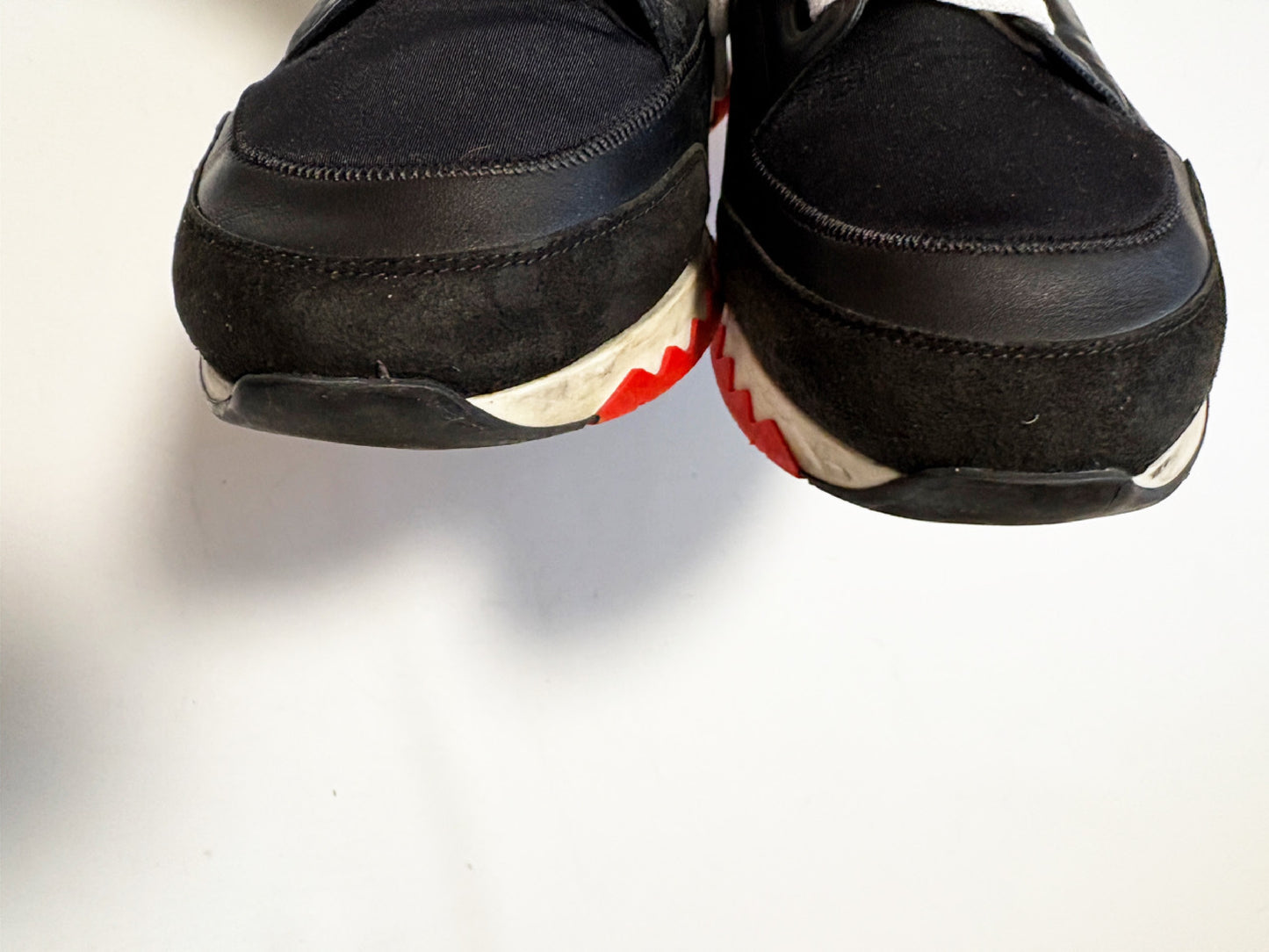 HERMES Sneakers Nylon Leather Black Size 37.5
