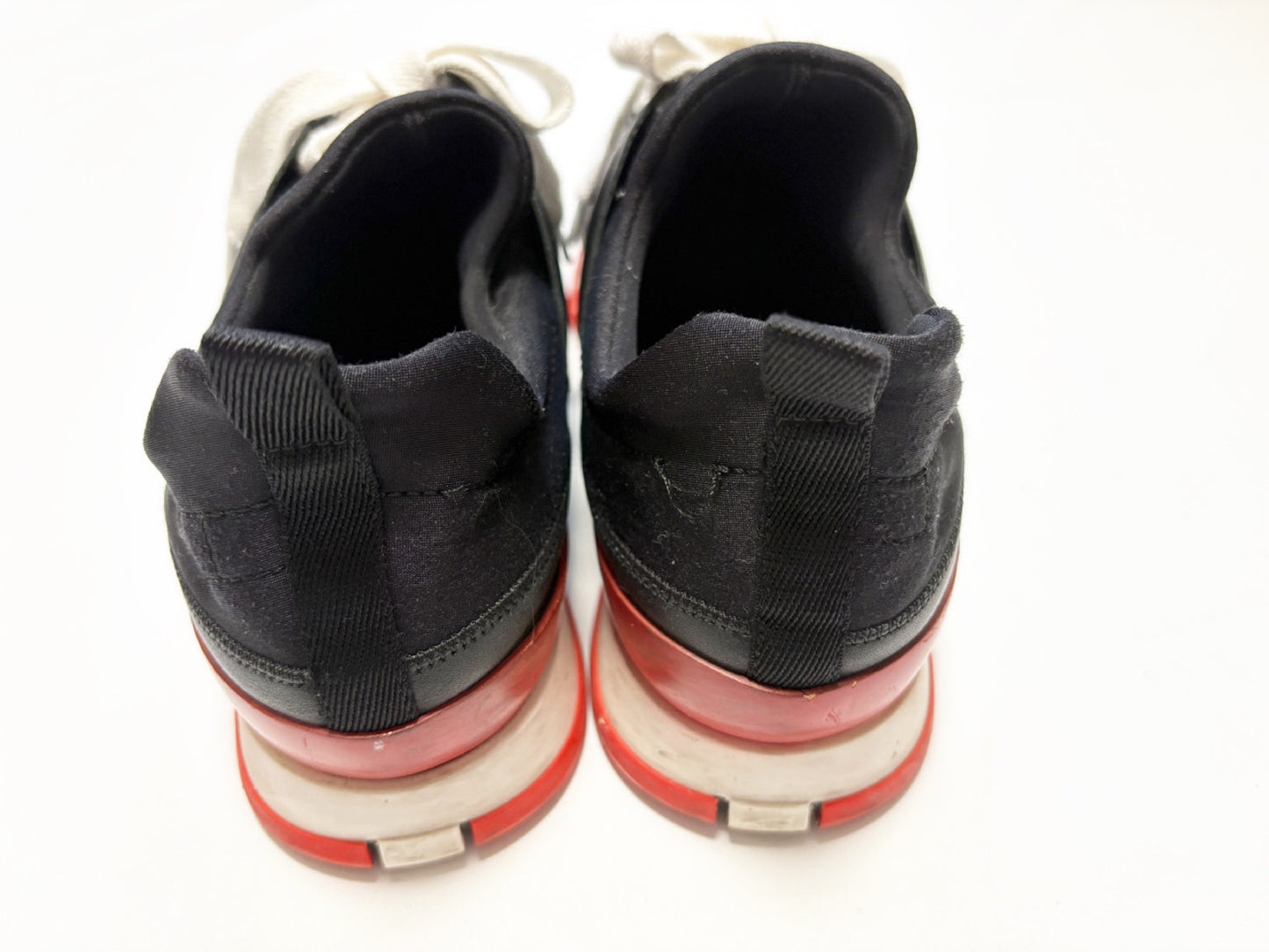 HERMES Sneakers Nylon Leather Black Size 37.5