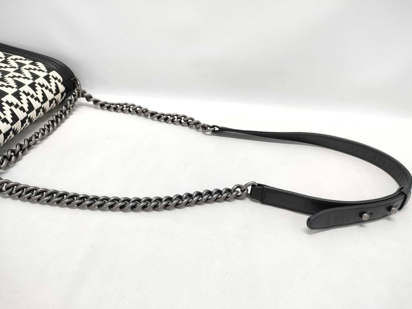 CHANEL Black and White Braided Leboy Shoulder Bag