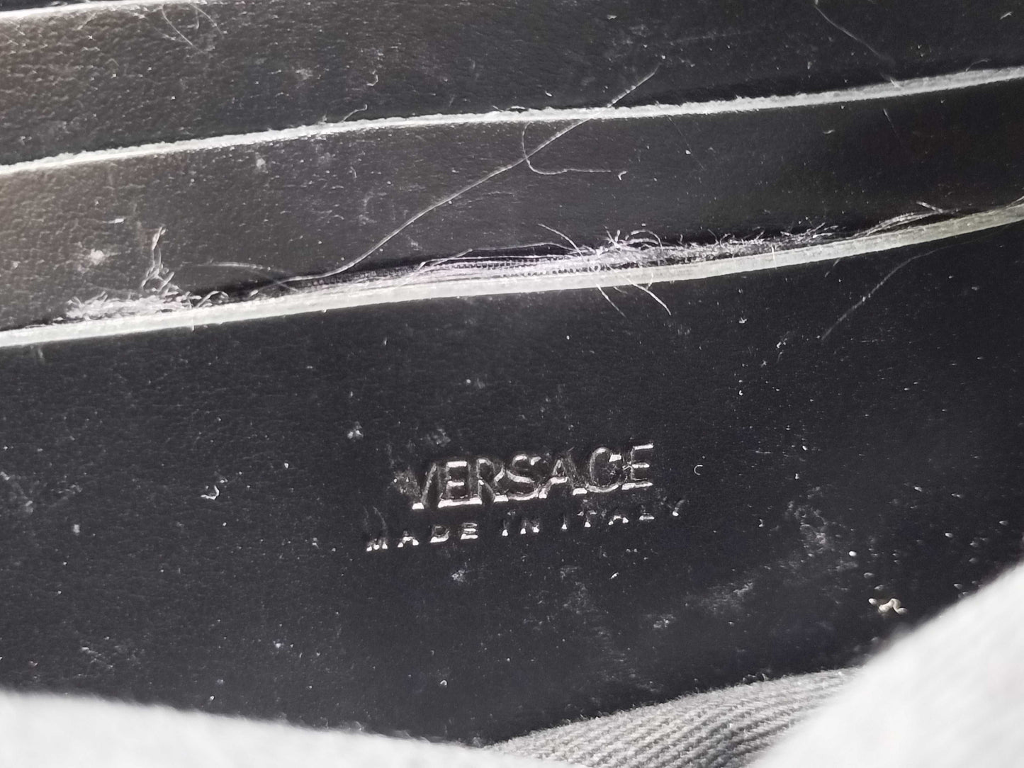 VERSACE ID - Versace Leather/Nylon Greca Signature Messenger Bag, Black, 25 cm, Shoulder Bag