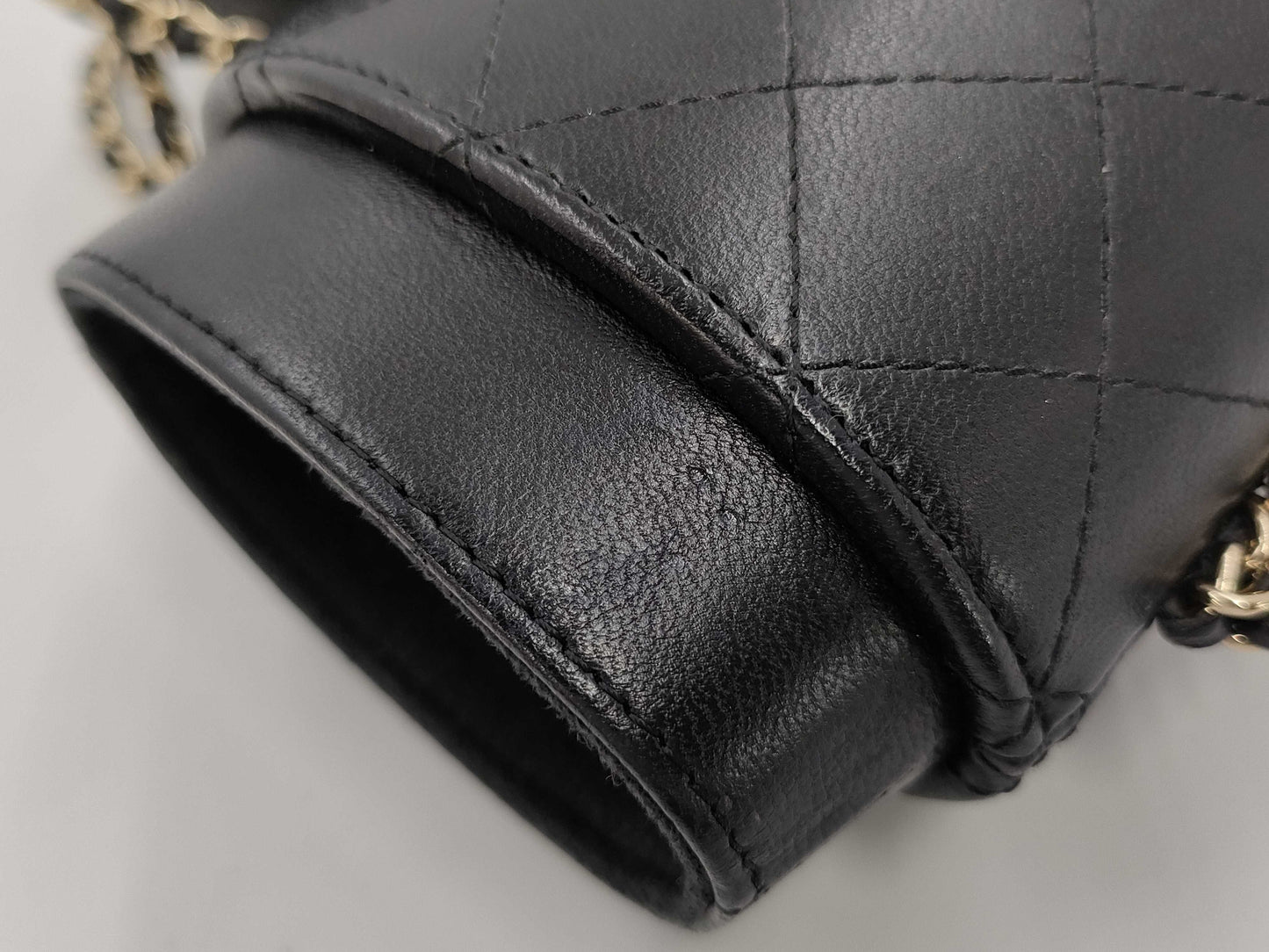 CHANEL Black Calfskin Matelasse Phone Case with Gold Hardware, No. 26 Shoulder Bag