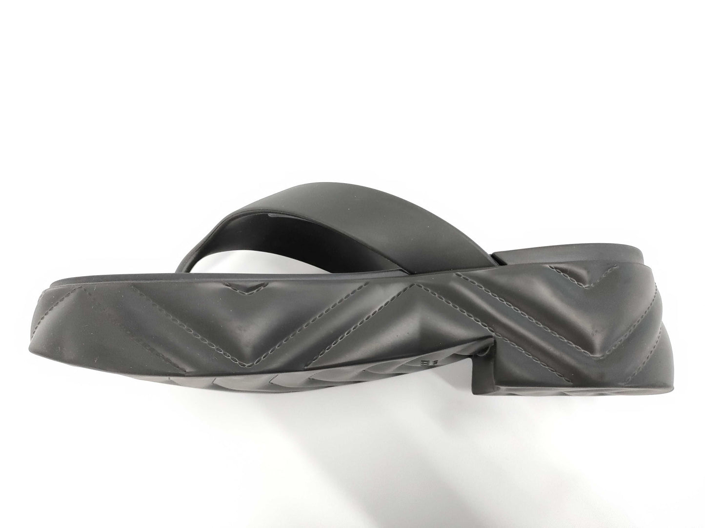 GUCCI Gucci Thong Sandals, Rubber, Black, 746334, Size 37