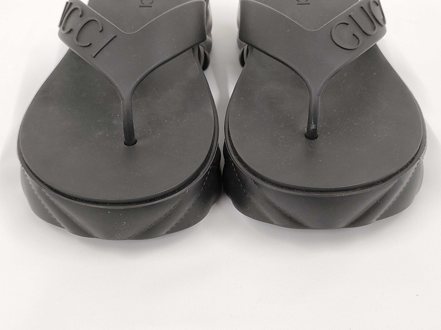 GUCCI Gucci Thong Sandals, Rubber, Black, 746334, Size 37