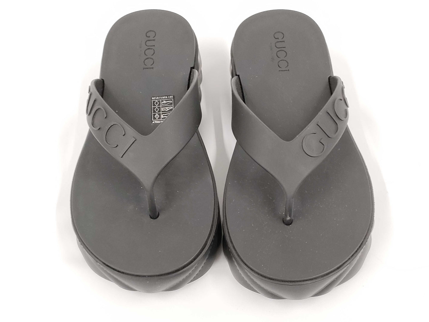 GUCCI Gucci Thong Sandals, Rubber, Black, 746334, Size 37