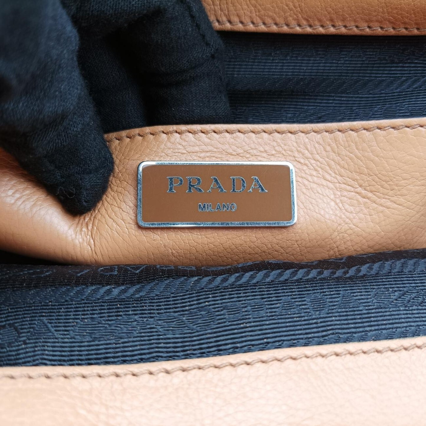 PRADA Twin Pocket Double Zip Tote Camel Leather Shoulder Bag BN2619239 G