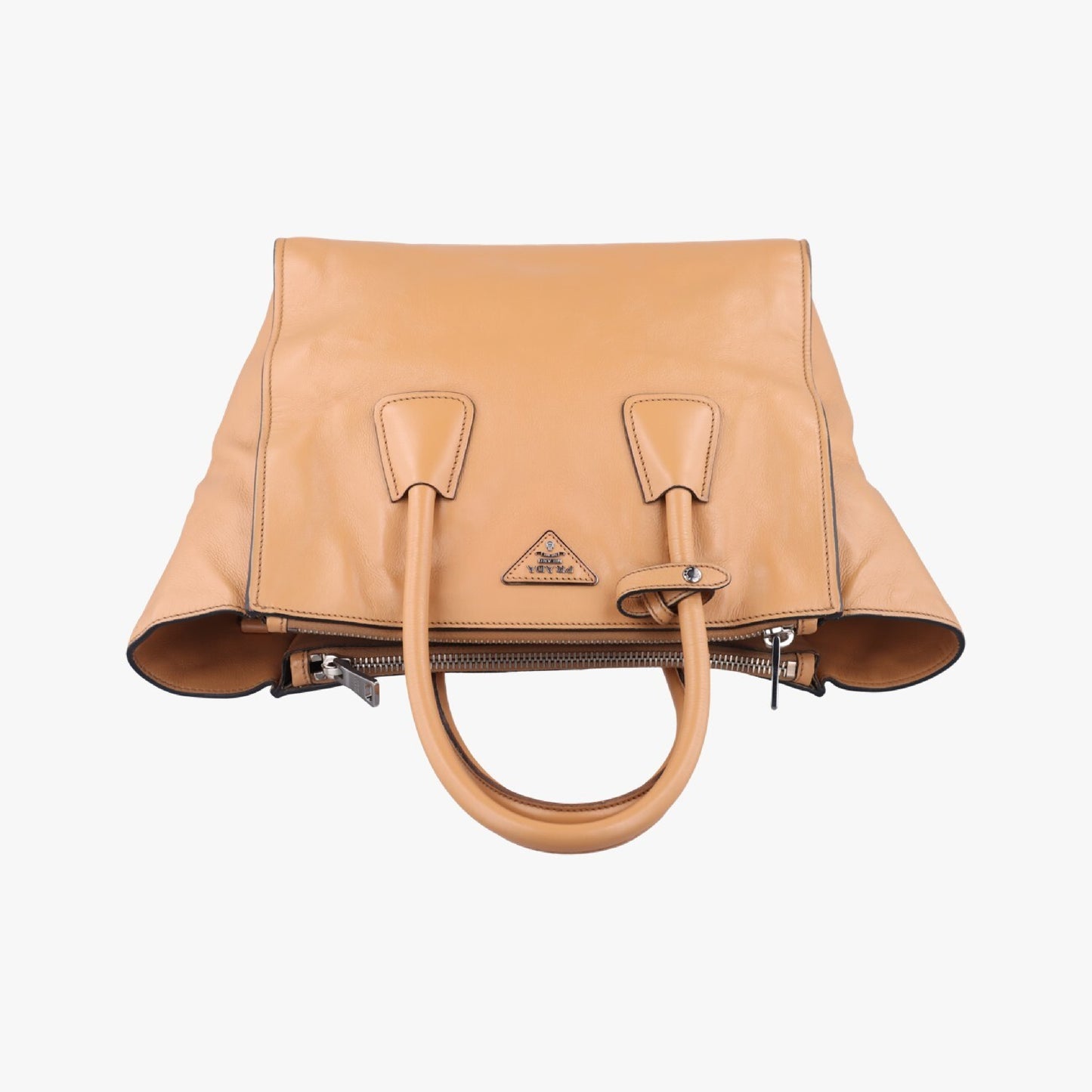 PRADA Twin Pocket Double Zip Tote Camel Leather Shoulder Bag BN2619239 G