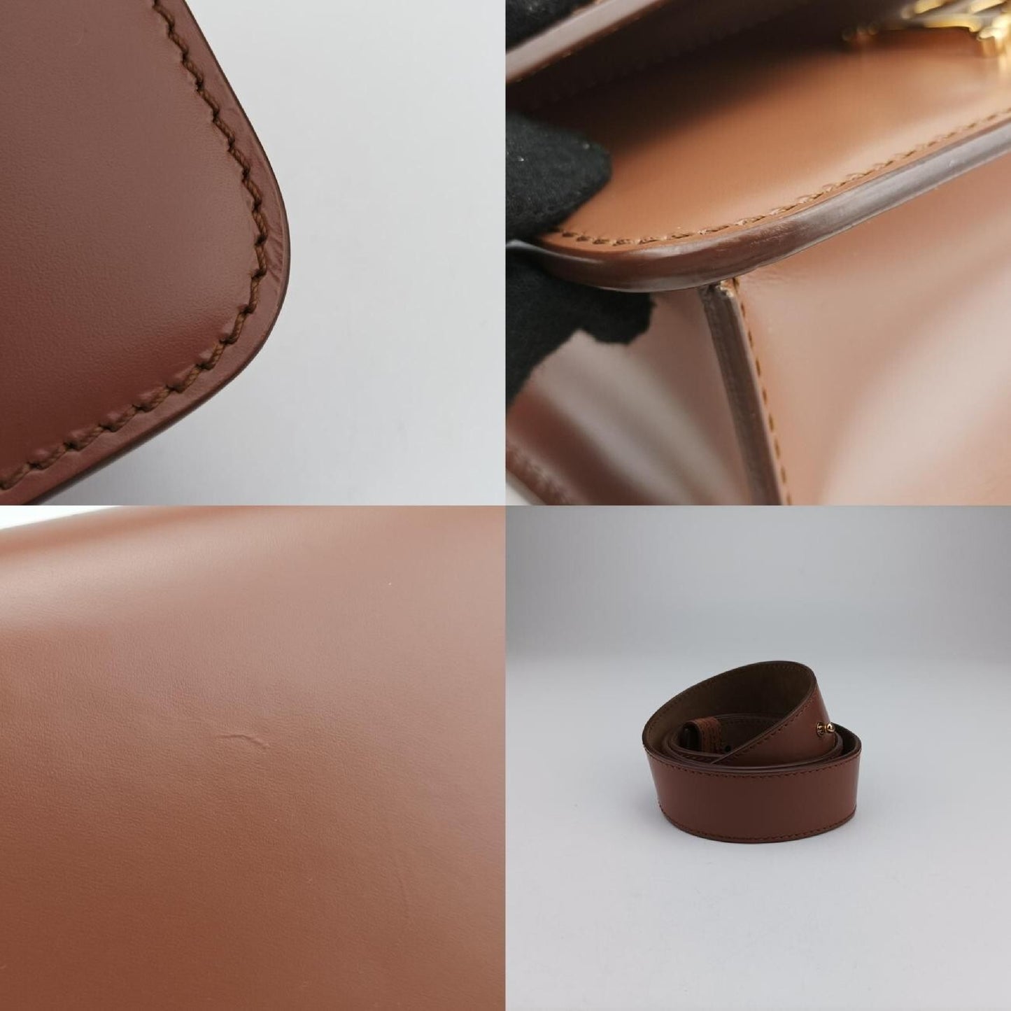BURBERRY TB Logo Brown Leather ITALBSR239CAL Shoulder Bag