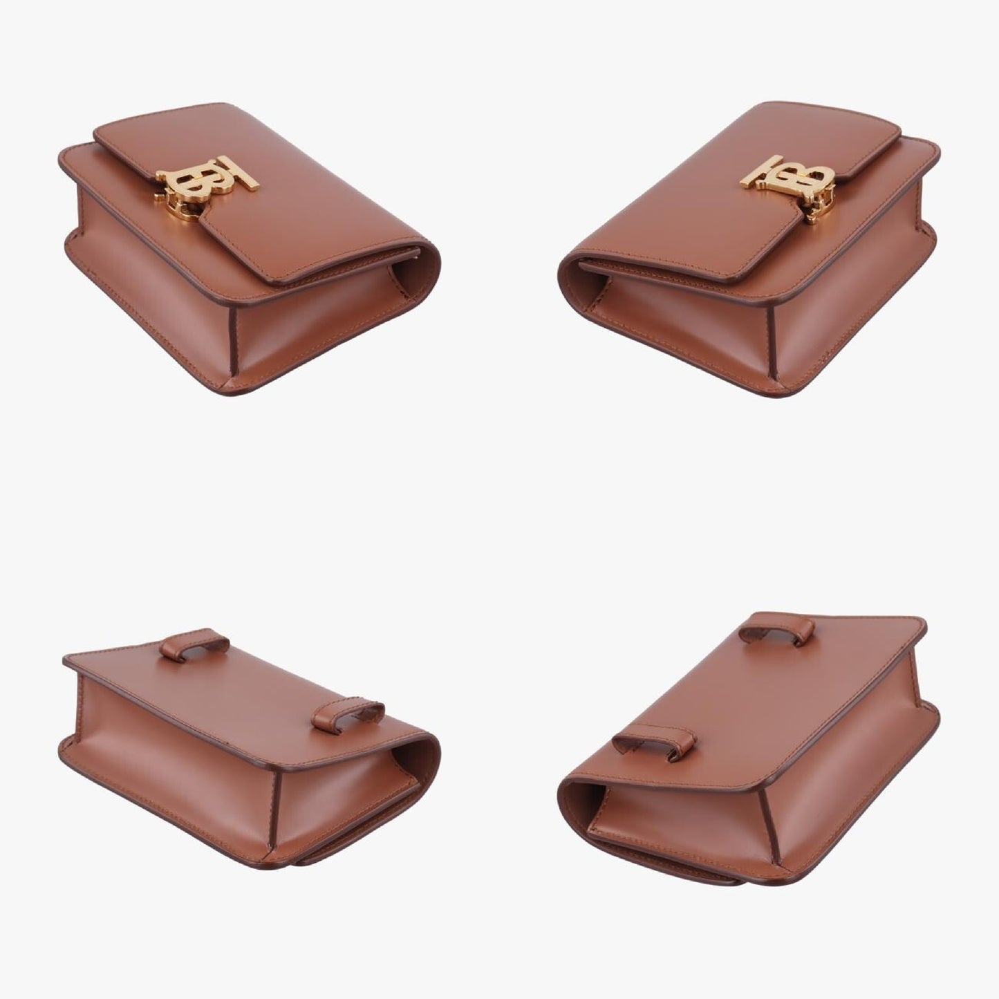 BURBERRY TB Logo Brown Leather ITALBSR239CAL Shoulder Bag