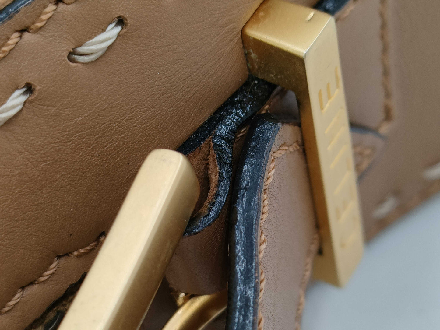 CELINE Stitched Leather Camera Shoulder Bag