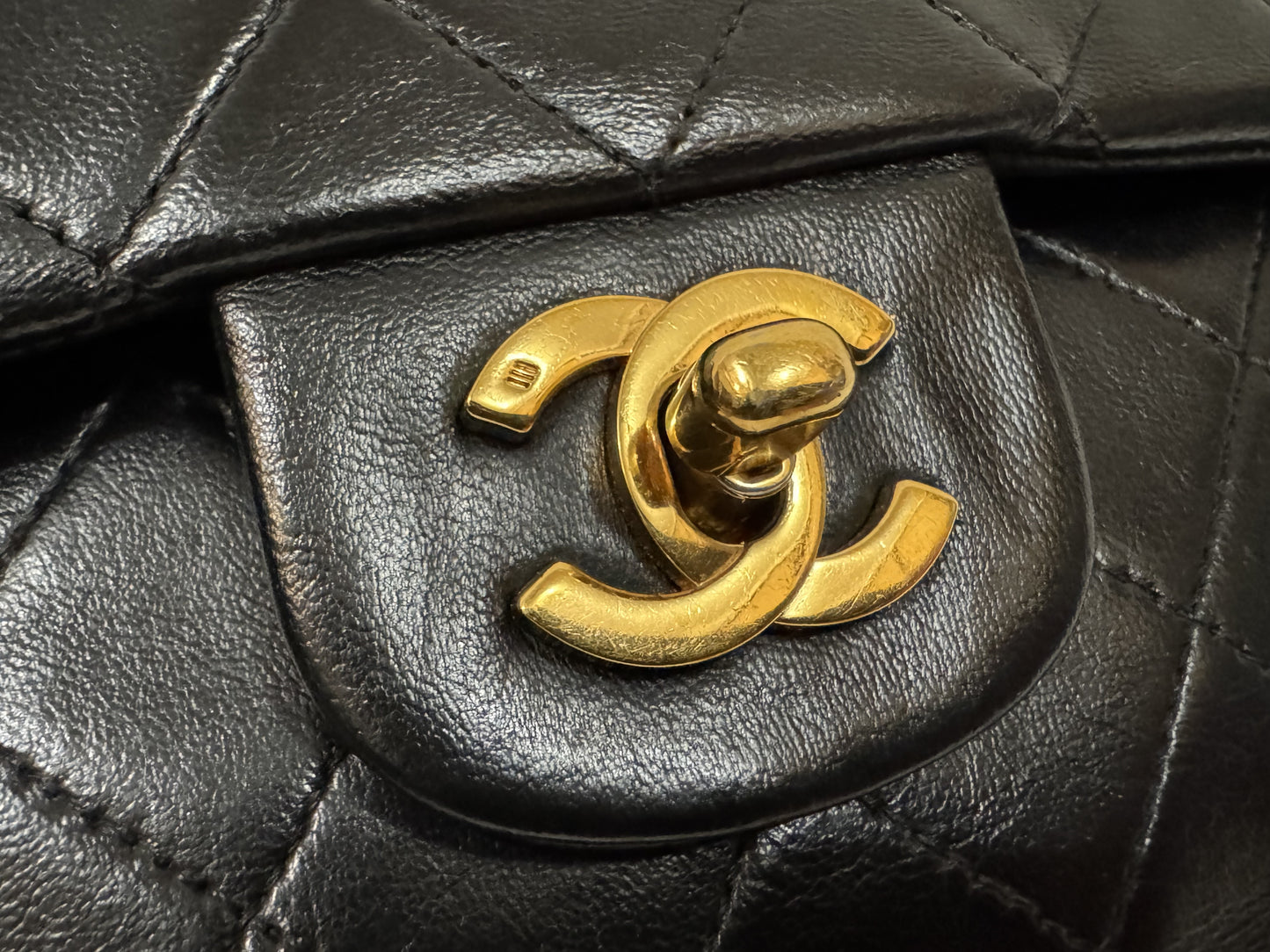 CHANEL Lambskin Matelasse 25 Double Flap Double Chain Gold Hardware 98cm Long Shoulder Bag