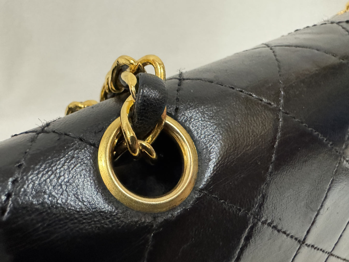 CHANEL Lambskin Matelasse 25 Double Flap Double Chain Gold Hardware 98cm Long Shoulder Bag