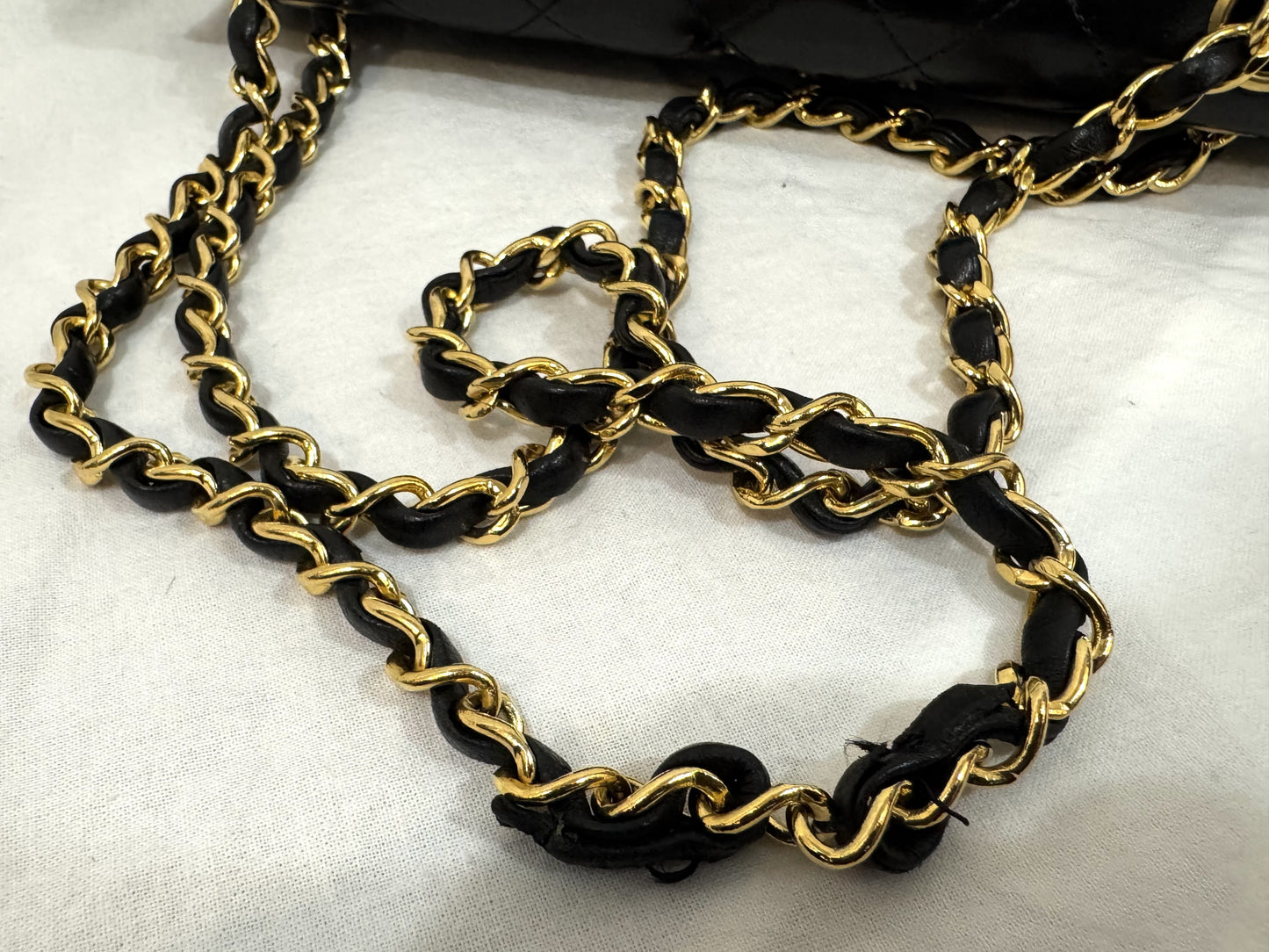 CHANEL Lambskin Matelasse 25 Double Flap Double Chain Gold Hardware 98cm Long Shoulder Bag