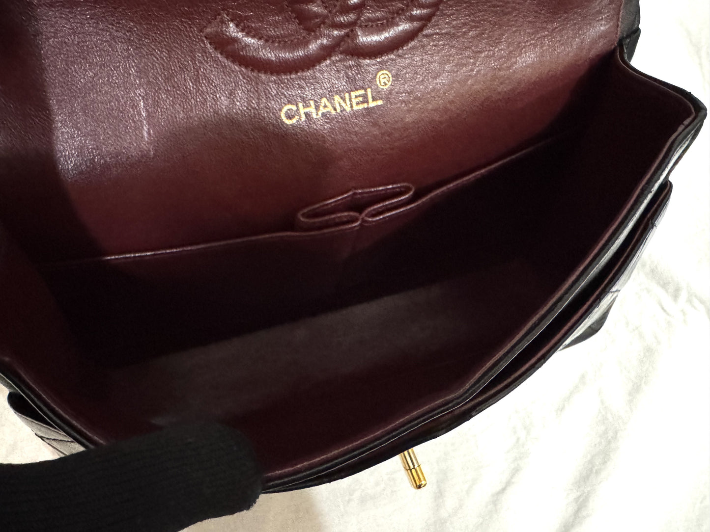 CHANEL Lambskin Matelasse 25 Double Flap Double Chain Gold Hardware 98cm Long Shoulder Bag