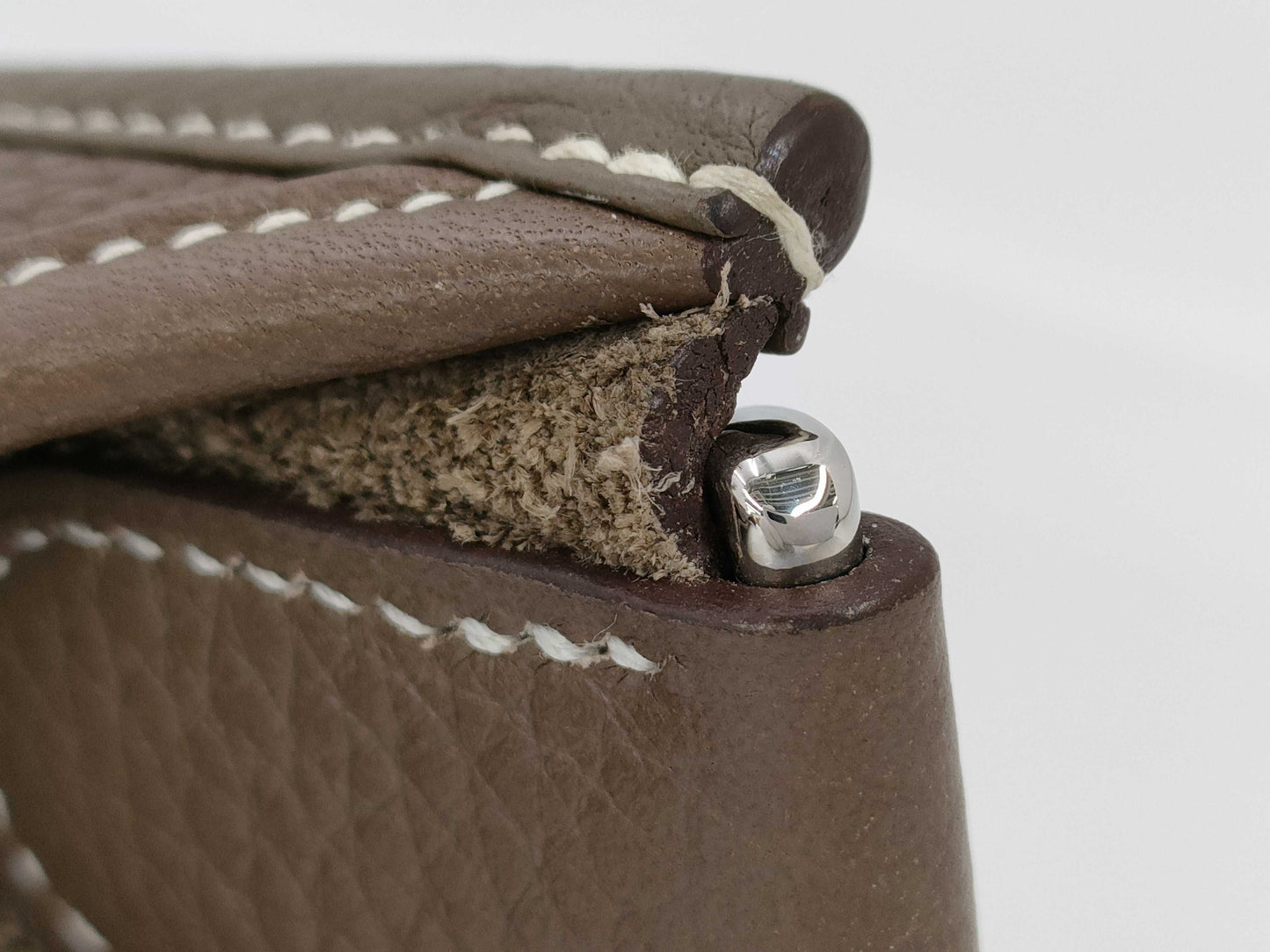 HERMES Evelyn 3PM Taurillon Clemence Etoupe Stainless Steel Y Stamp Shoulder Bag