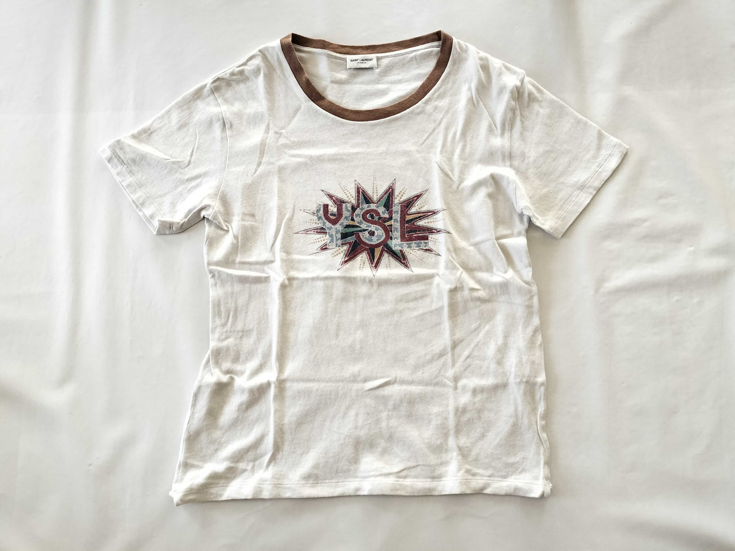 SAINT LAURENT PARIS YSL logo T-shirt with current tag