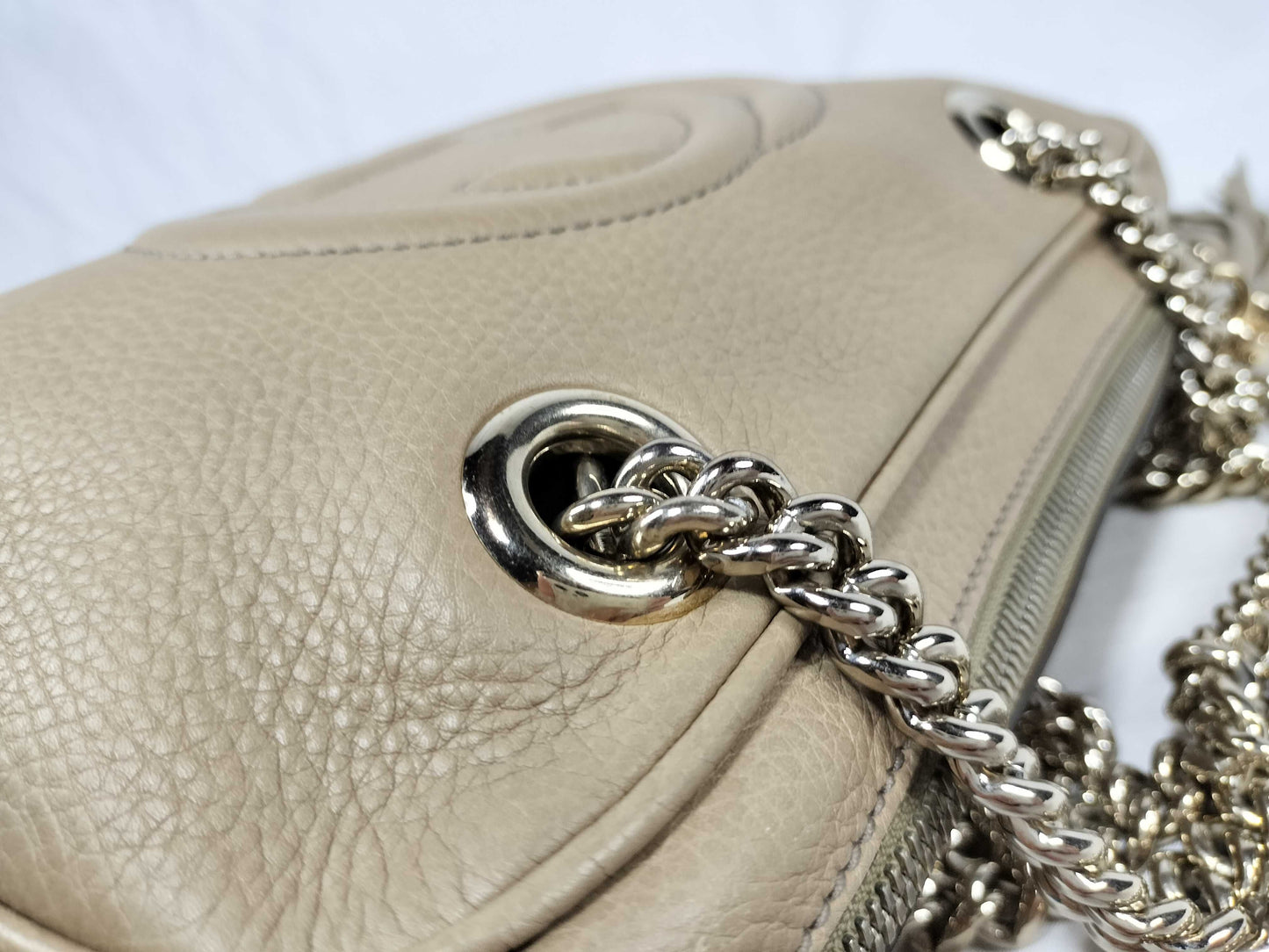 GUCCI Leather GG Chain Fringe Handbag