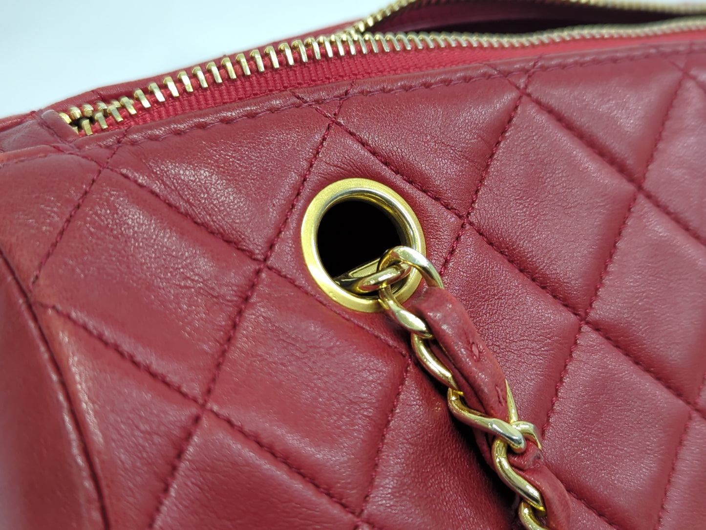CHANEL Lambskin Matelasse Long Chain Boston Shoulder Bag