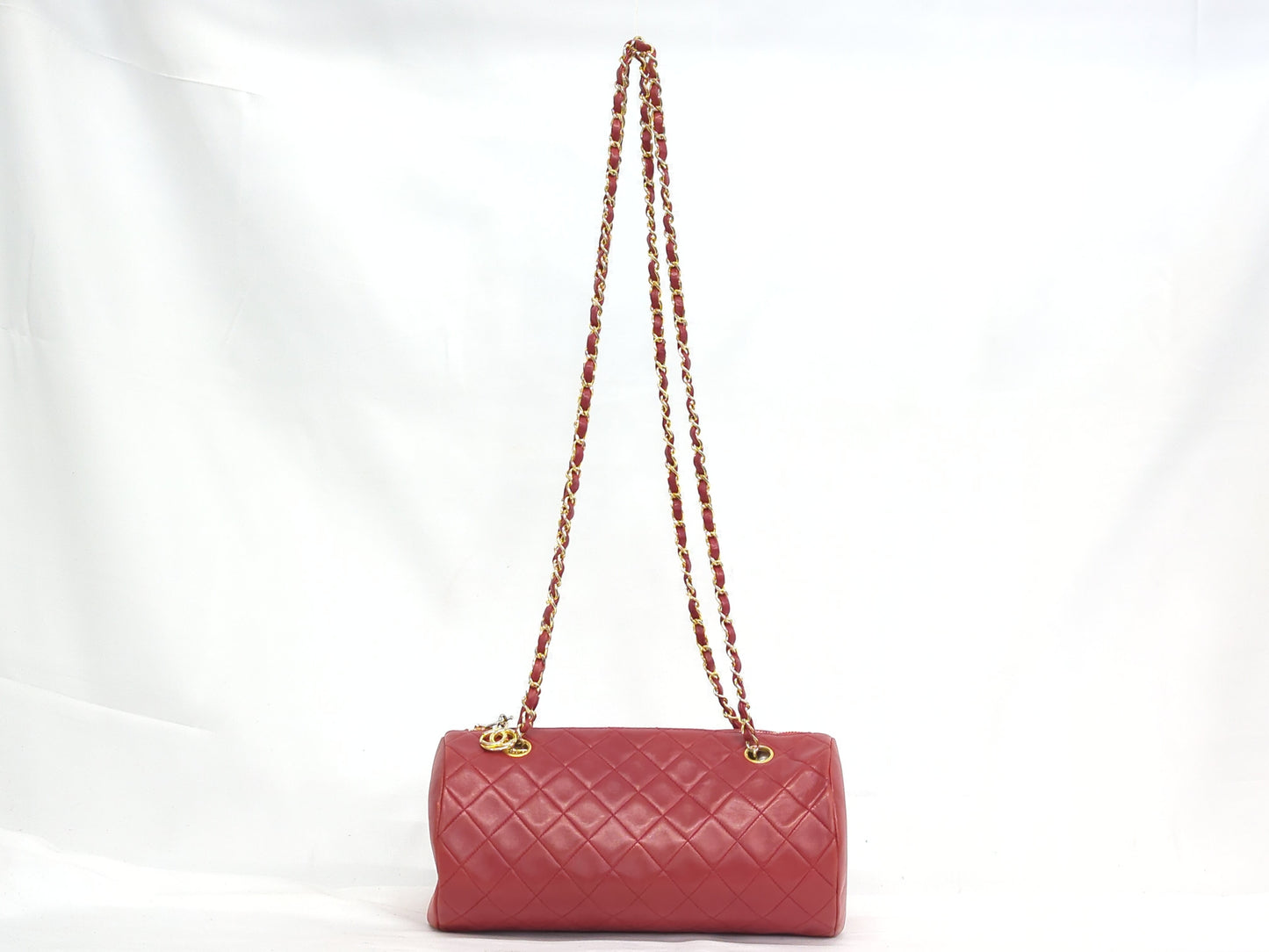 CHANEL Lambskin Matelasse Long Chain Boston Shoulder Bag