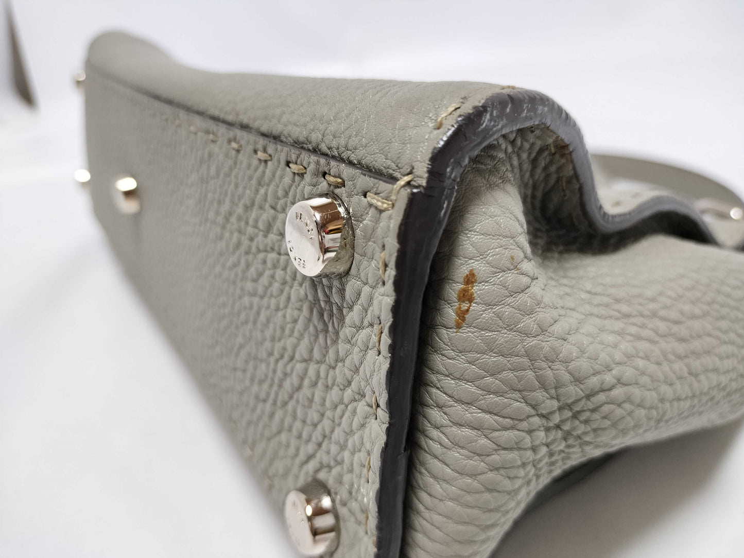 FENDI Peekaboo Medium Selleria Gray x Yellow 2-Way Handbag 8BN290