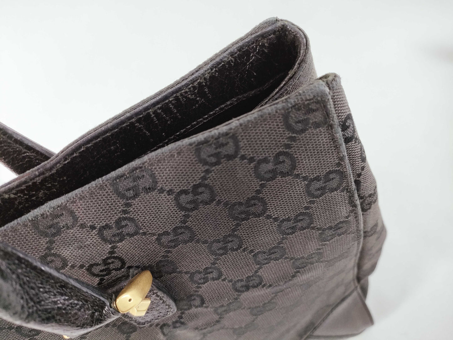 GUCCI GG Canvas Studded Tote Bag, Black, 120897