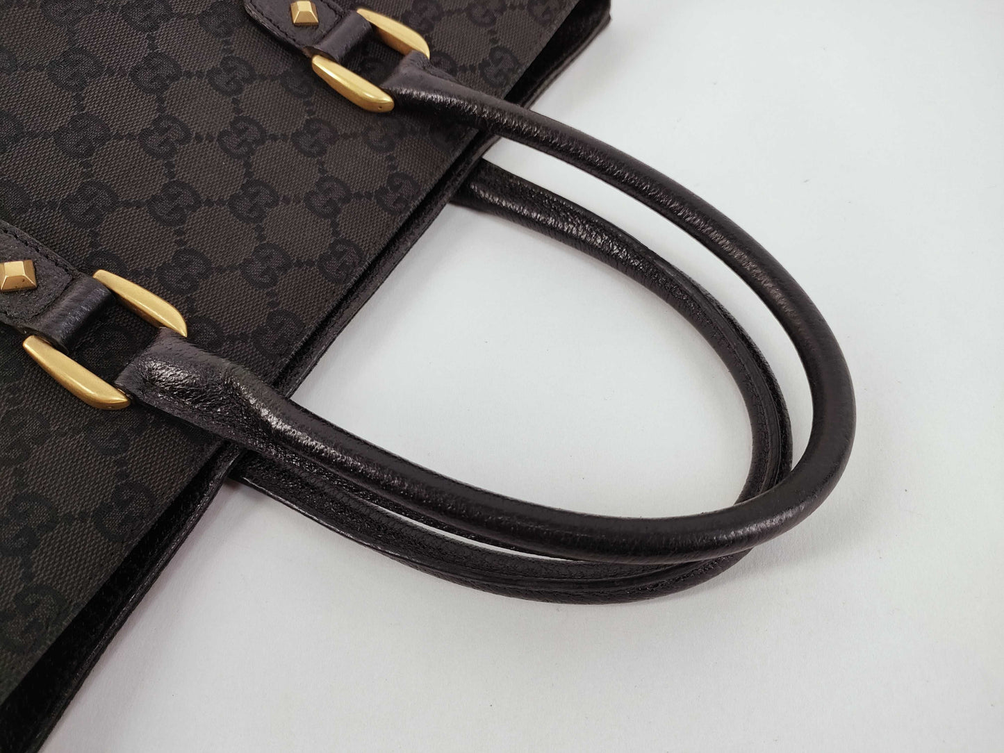 GUCCI GG Canvas Studded Tote Bag, Black, 120897