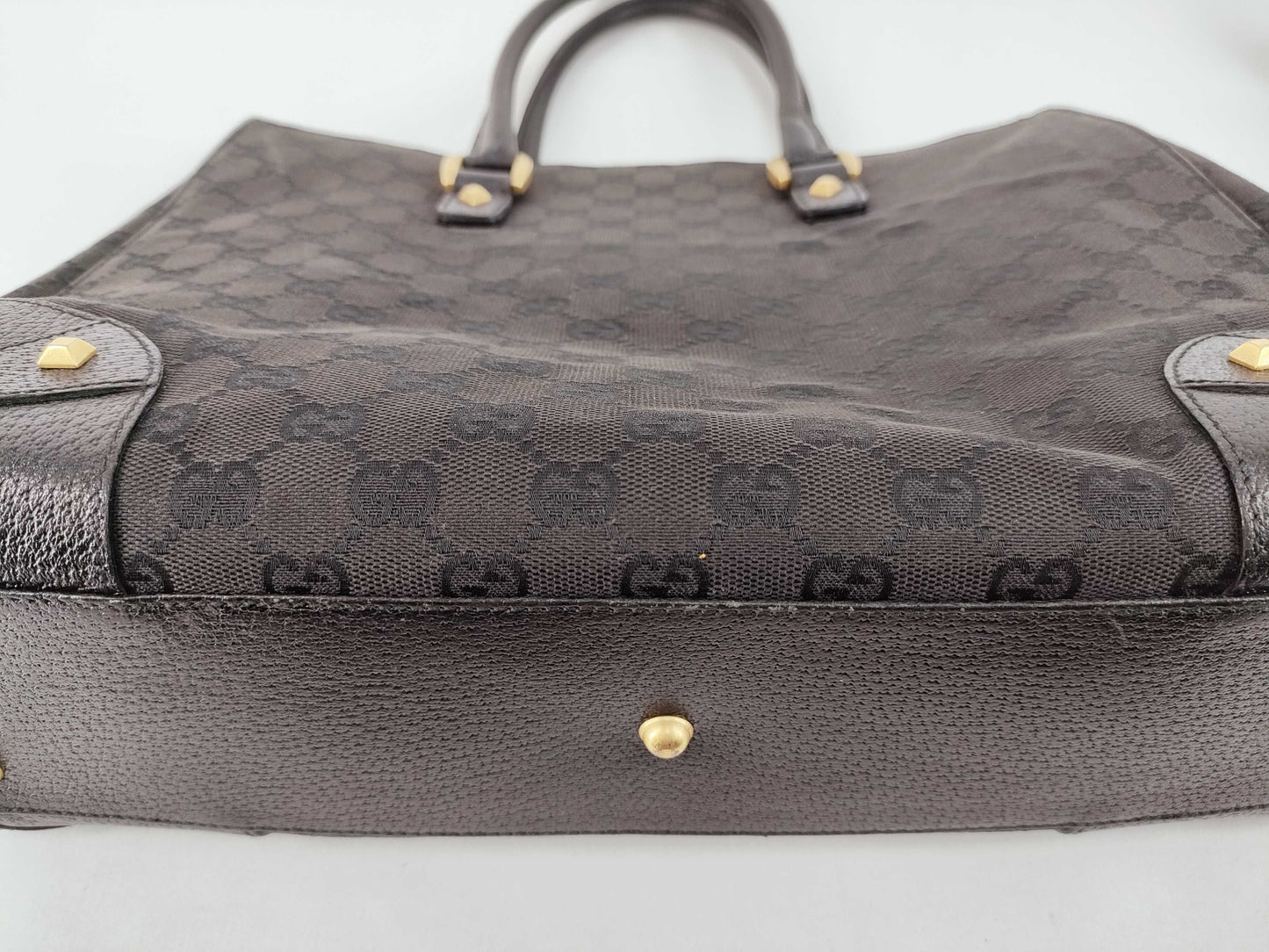 GUCCI GG Canvas Studded Tote Bag, Black, 120897