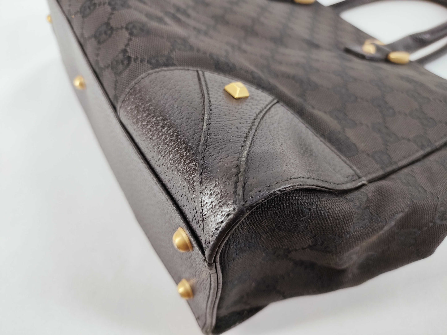 GUCCI GG Canvas Studded Tote Bag, Black, 120897