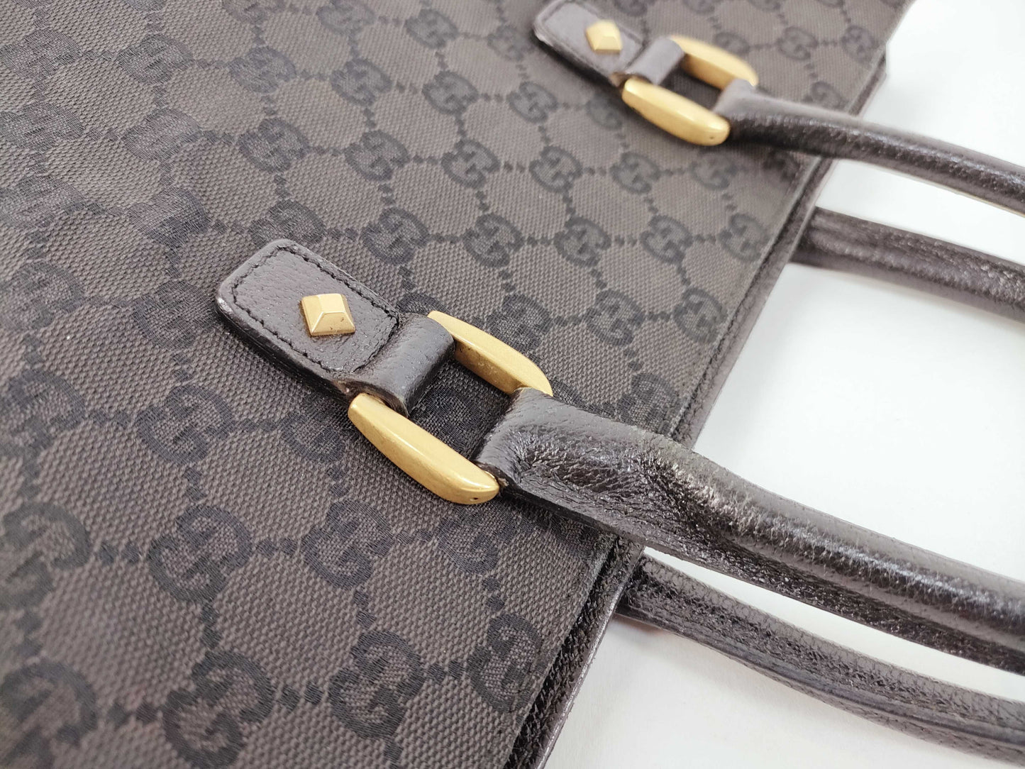 GUCCI GG Canvas Studded Tote Bag, Black, 120897