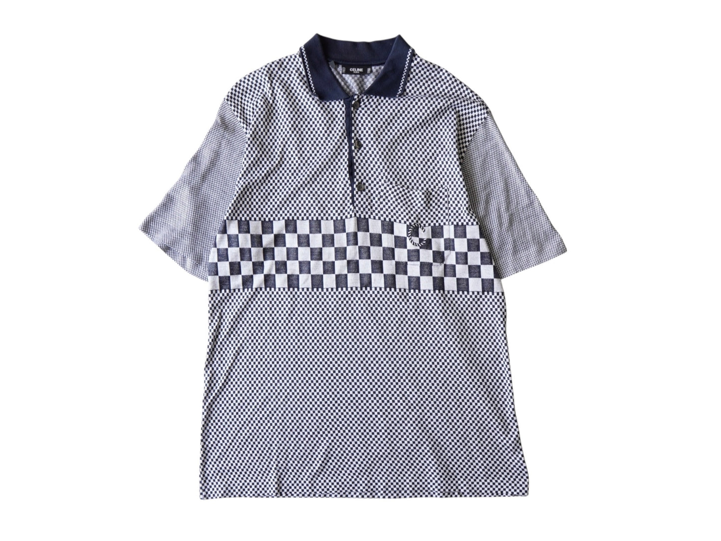 CELINE Short Sleeve Polo Shirt with C Logo, Made in Italy, Size M, Tops