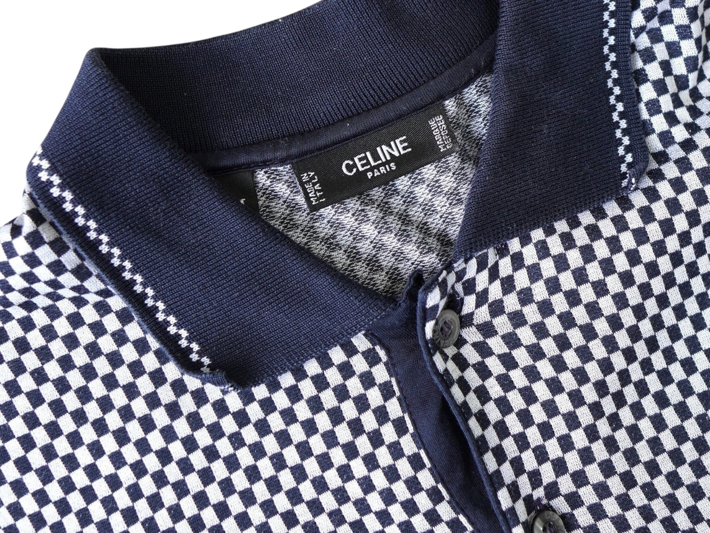 CELINE Short Sleeve Polo Shirt with C Logo, Made in Italy, Size M, Tops