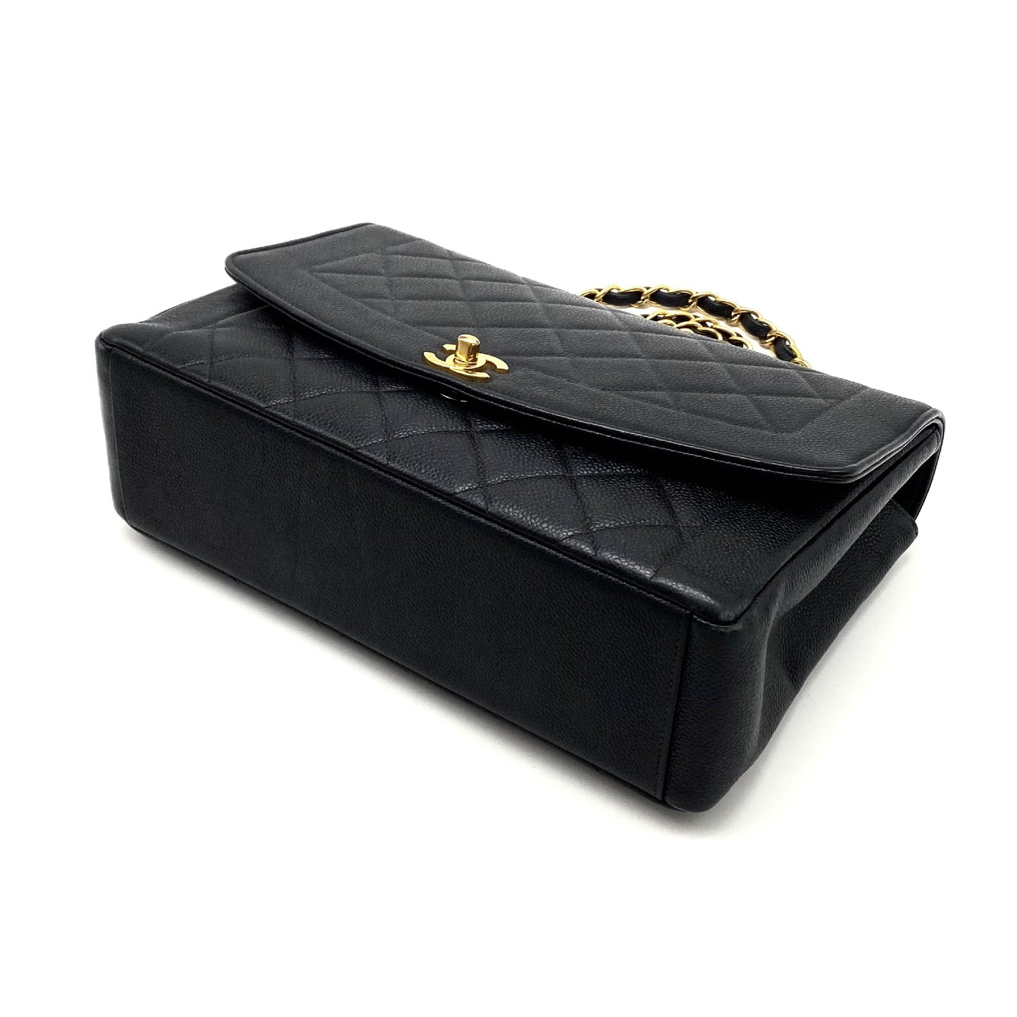 CHANEL Diana Matelasse Turnlock Coco Mark Caviar Leather Chain Shoulder Bag