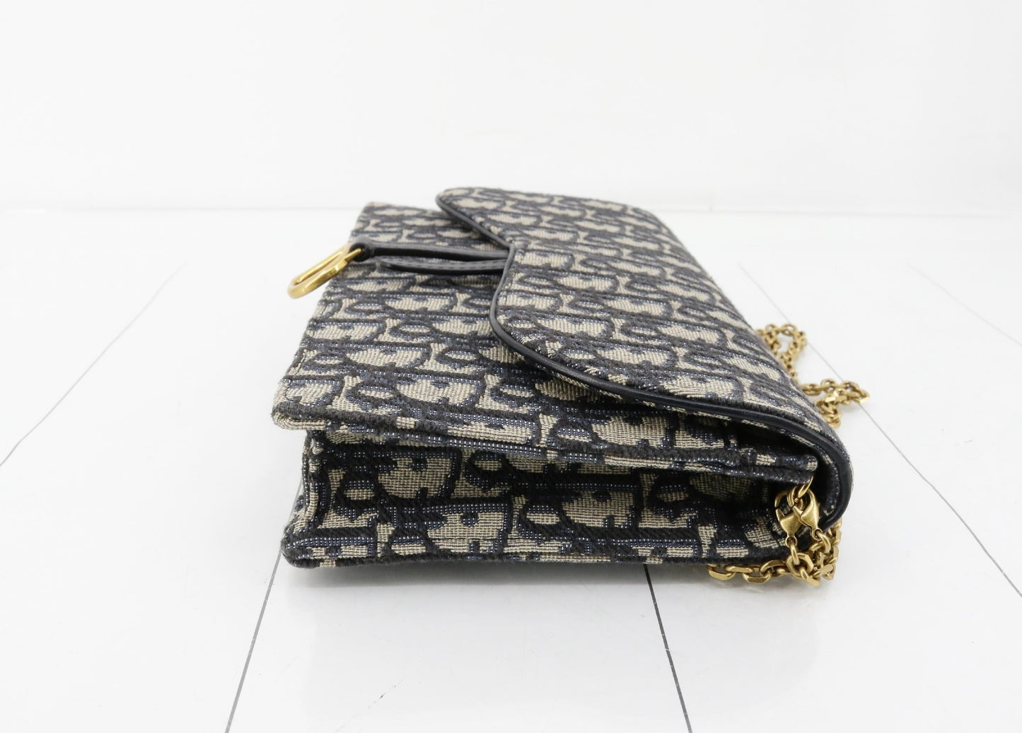 Dior Saddle Oblique Navy Chain Shoulder Bag