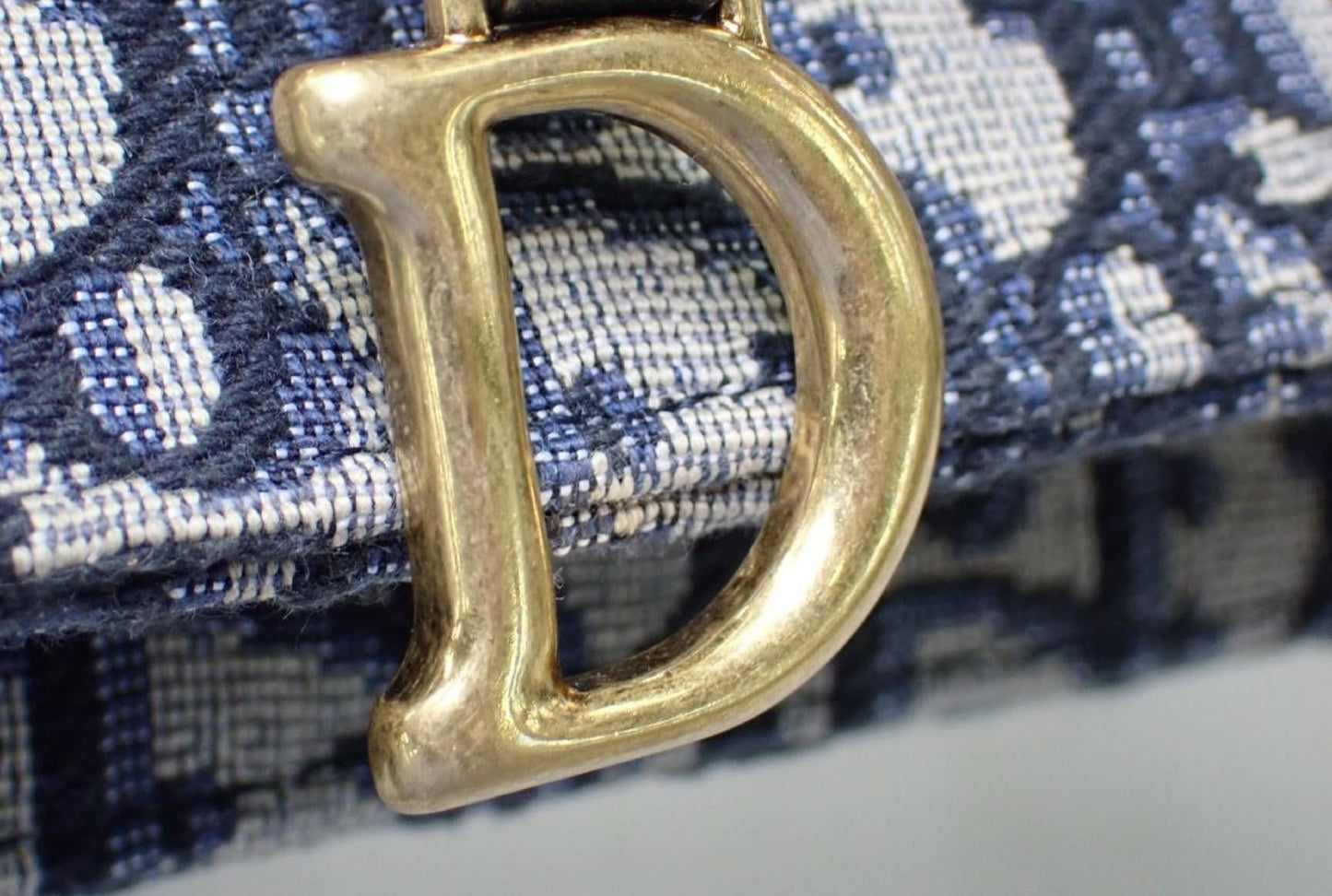 Dior Saddle Oblique Navy Chain Shoulder Bag