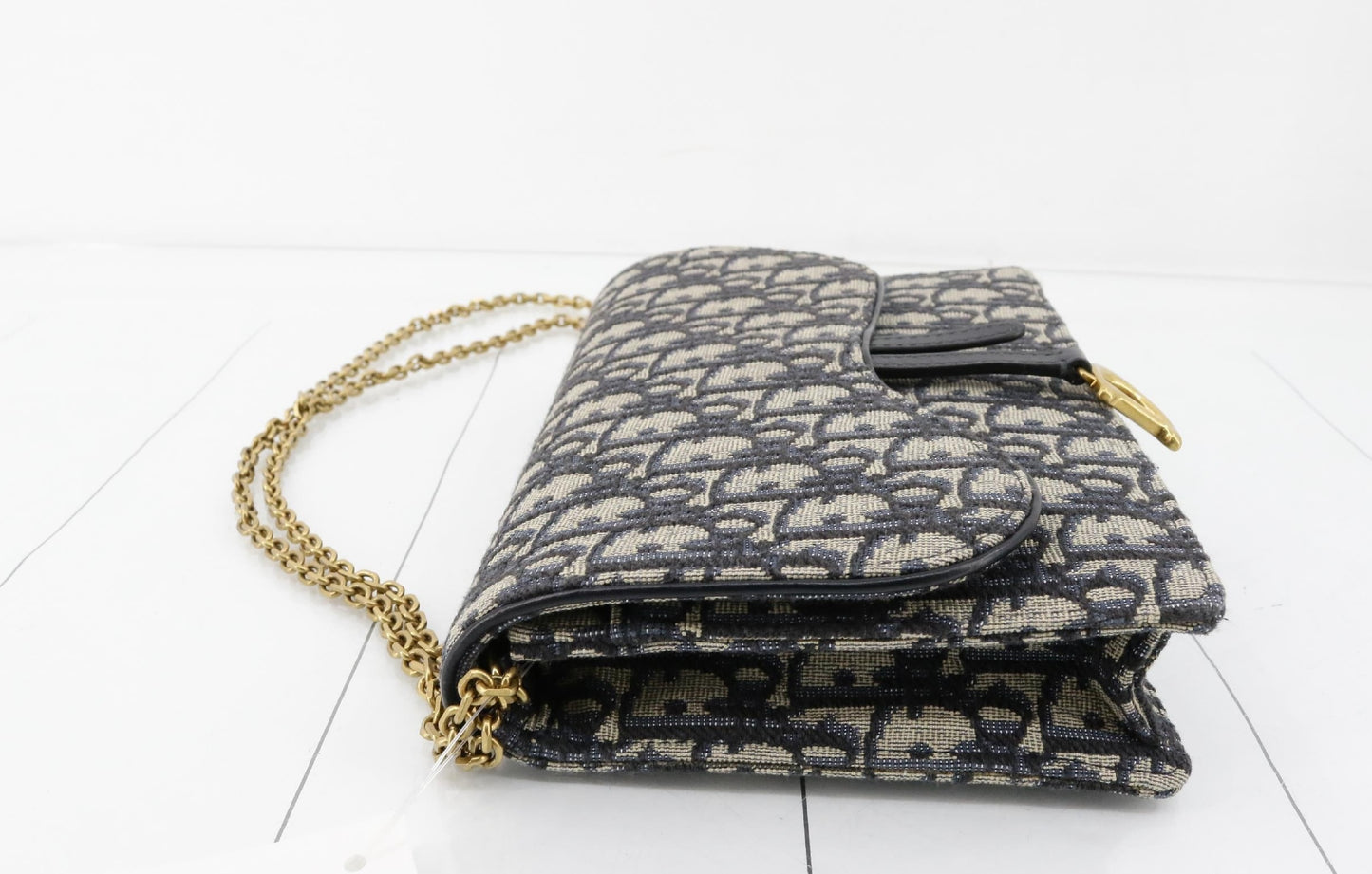 Dior Saddle Oblique Navy Chain Shoulder Bag