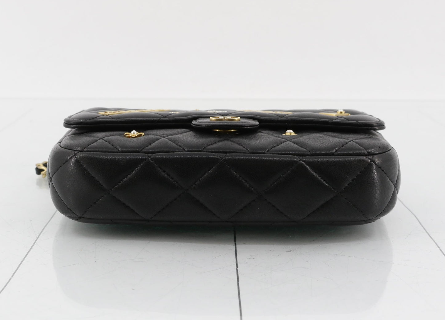 CHANEL Matelasse Chain Wallet Black Charm No. 31 Shoulder Bag