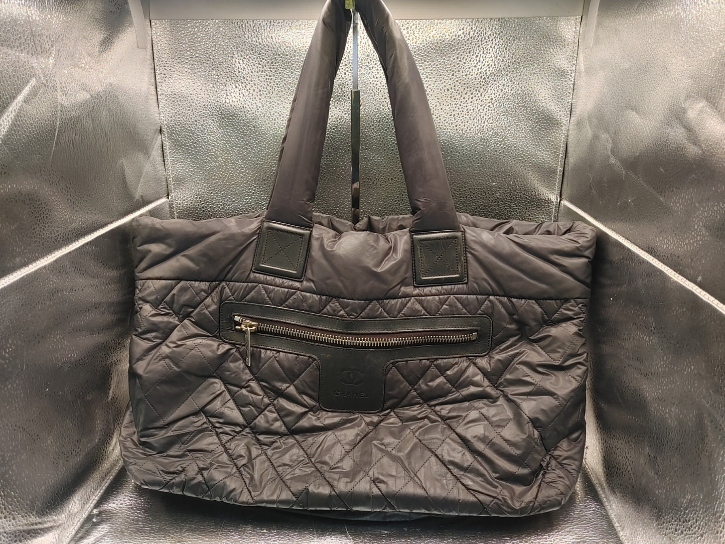 CHANEL Coco Cocoon Tote Bag with Sticker, 13578349, Black Nylon, Non-Stick