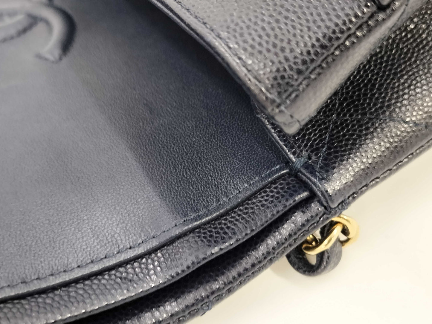 CHANEL CHANEL BAG MATELASSE CAVIAR SKIN 25CM MICROCHIP NAVY CHAIN SHOULDER KJAU397E Shoulder Bag