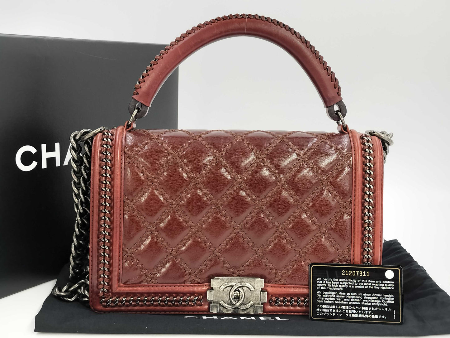 CHANEL CHANEL BAG BOY HANDLE LAMBSKIN NO. 21 W CARD CHAIN STRAP SHW FULLSET 2WAY SHOULDER BAG