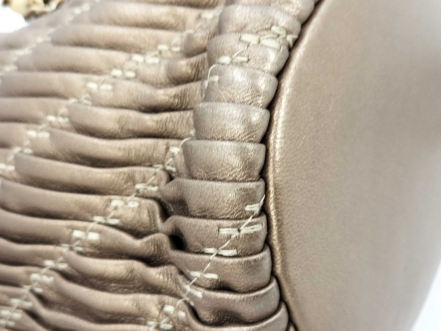 CHANEL CHANEL BAG CHEVRON BUCKET DRAWSTRING NO. 25 W/CARD METALLIC GOLD CROSSBODY 25171470 Shoulder Bag