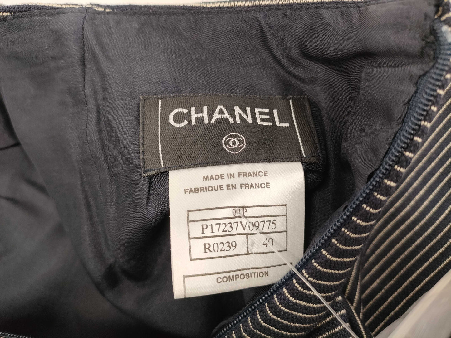 CHANEL Brand Apparel Set, Horizontal Stripe 01P, Size 40, Jacket
