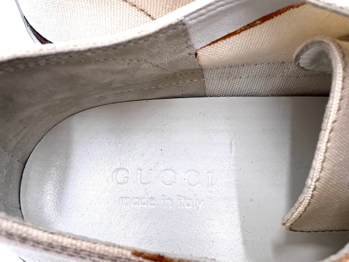 GUCCI 261919 Sherry Line Canvas Low-Top White 7.5" Sneakers