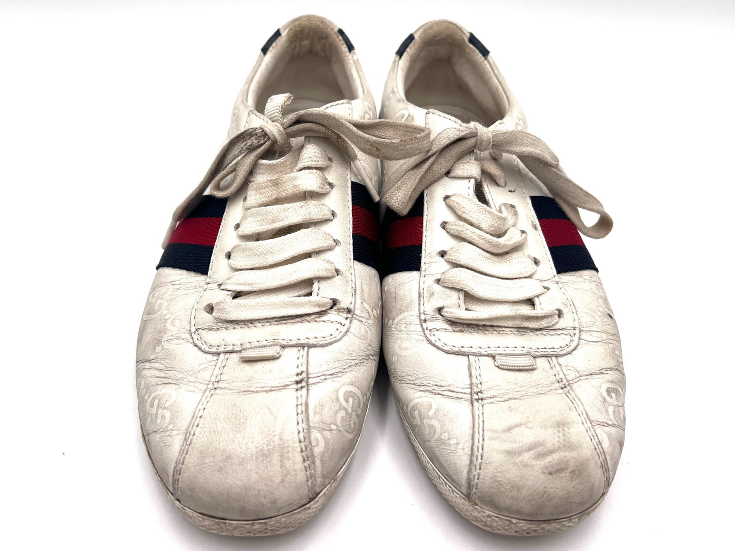 GUCCI 408496 Shima Lace-Up Sneakers, White, Size 36 1/2