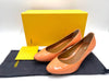 FENDI Enamel High Heel Pumps, Pink Beige, Size 35