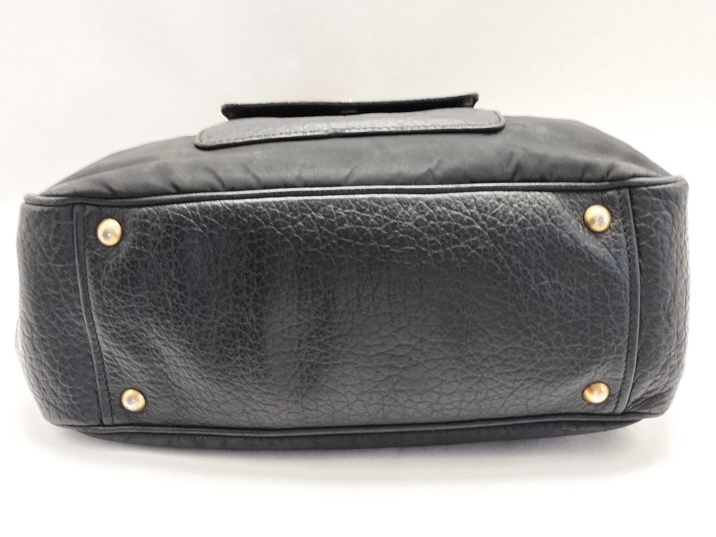 PRADA PRADA Prada Shoulder Bag Handbag Leather and Nylon Black with Triangle Logo and White Tag
