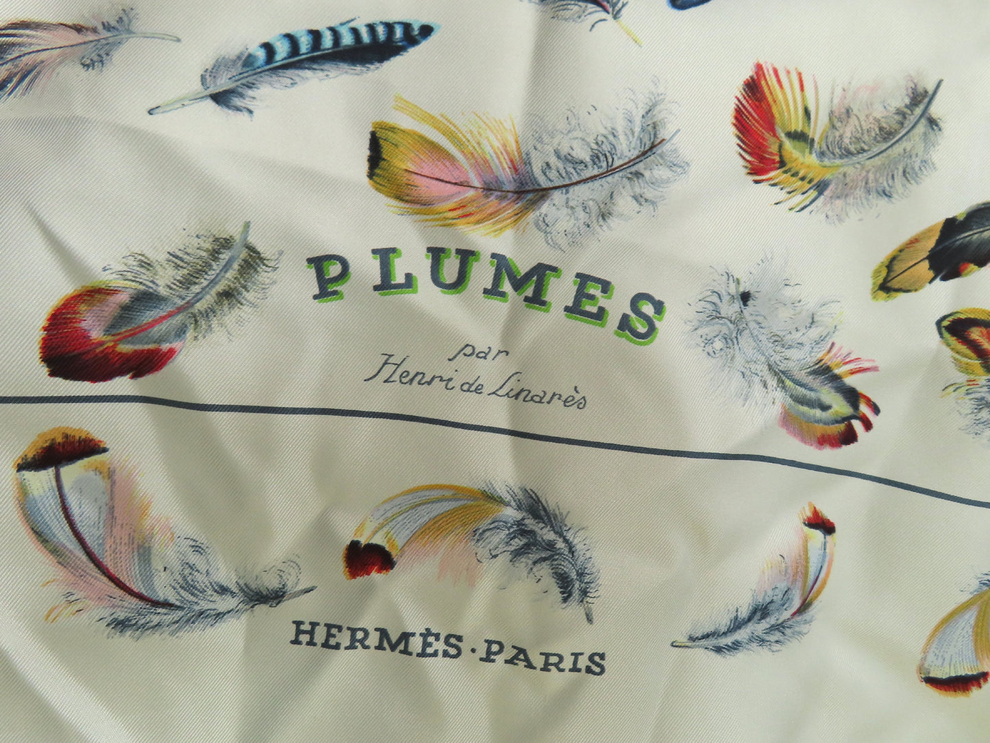 HERMES Shirt, 100% Silk, Gray/Blue Multicolor, #40, Tops