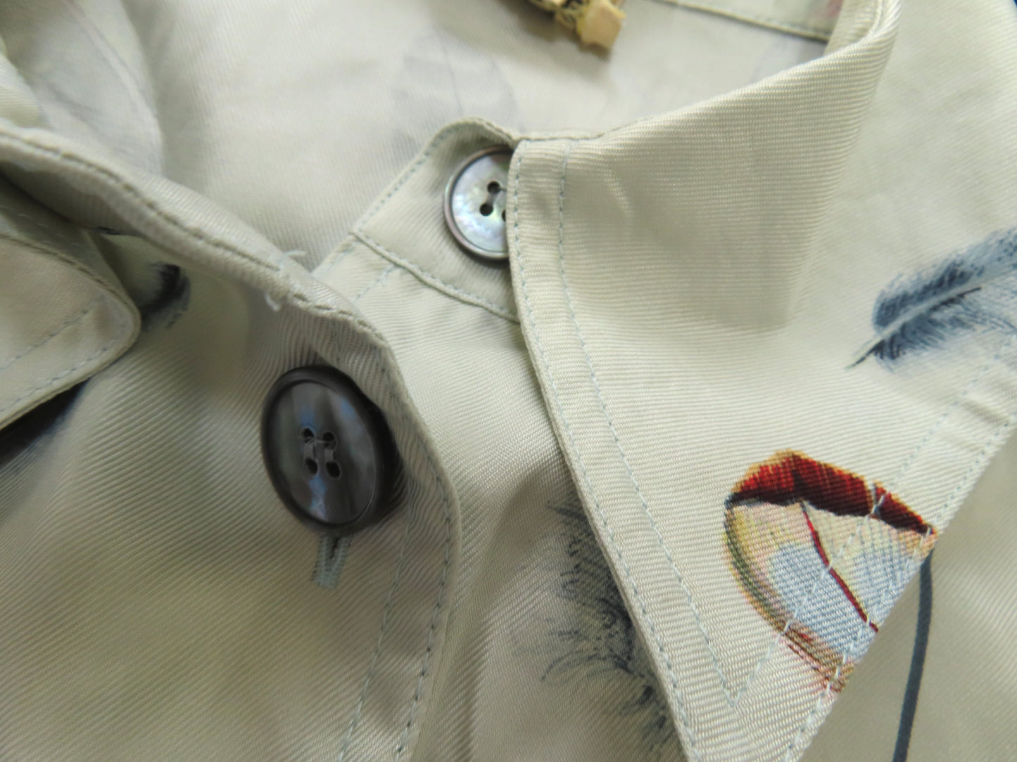 HERMES Shirt, 100% Silk, Gray/Blue Multicolor, #40, Tops