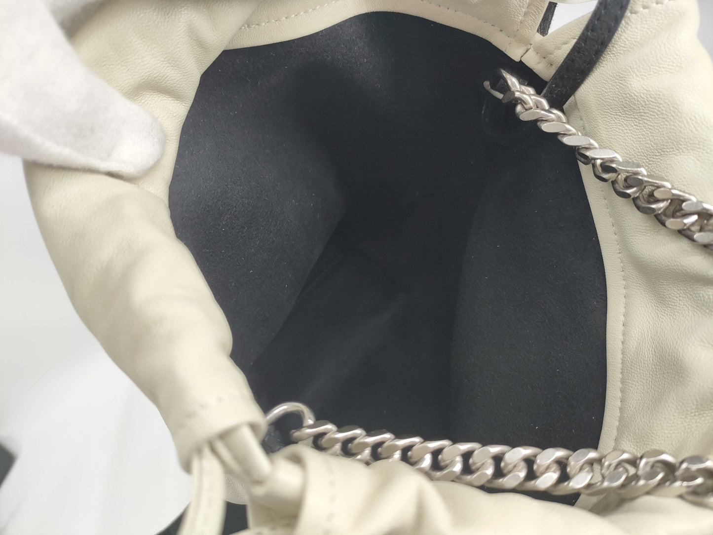 SAINT LAURENT Drawstring Bag Ivory Shoulder Bag