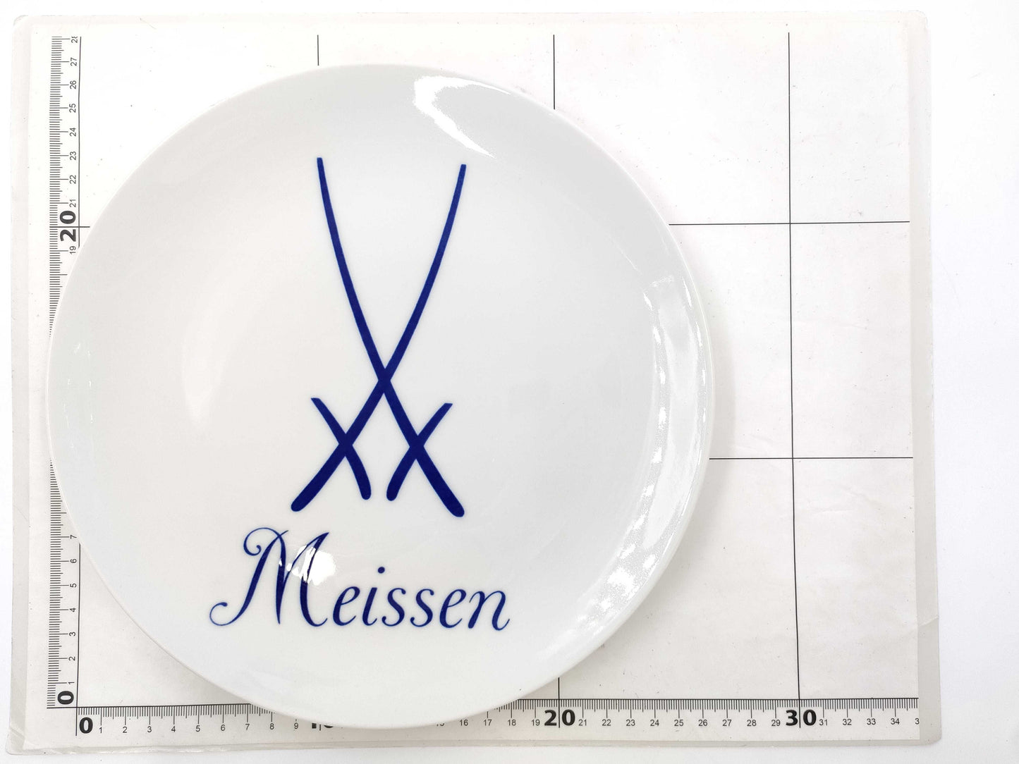 Meissen Porcelain Plate, White and Blue