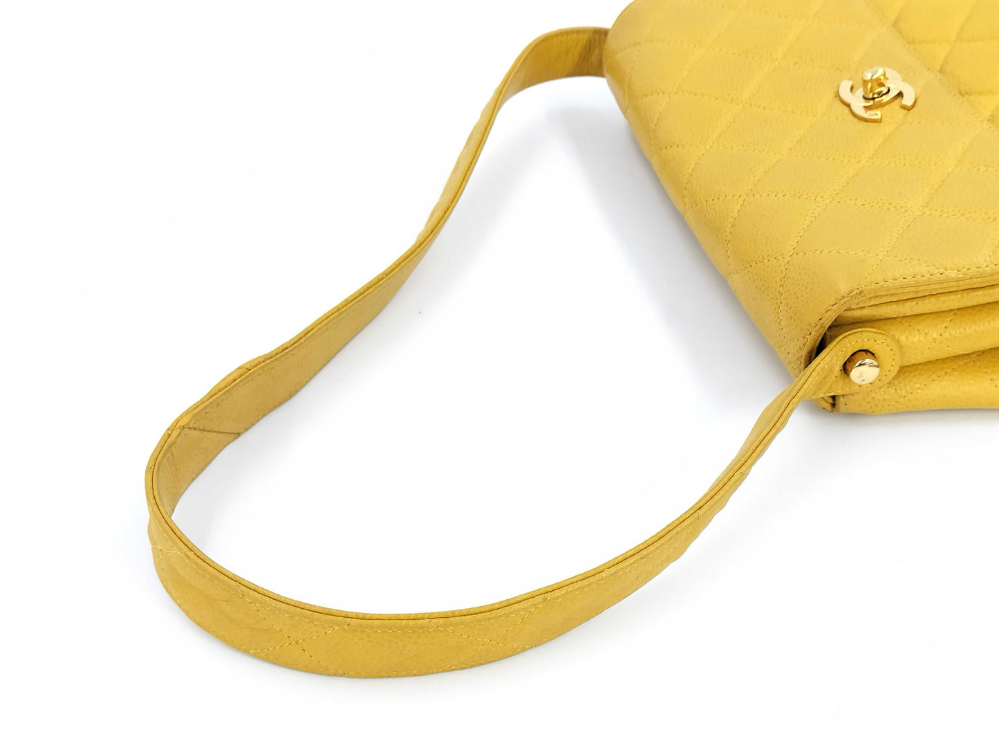 CHANEL Caviar Skin Yellow No. 4 Shoulder Bag