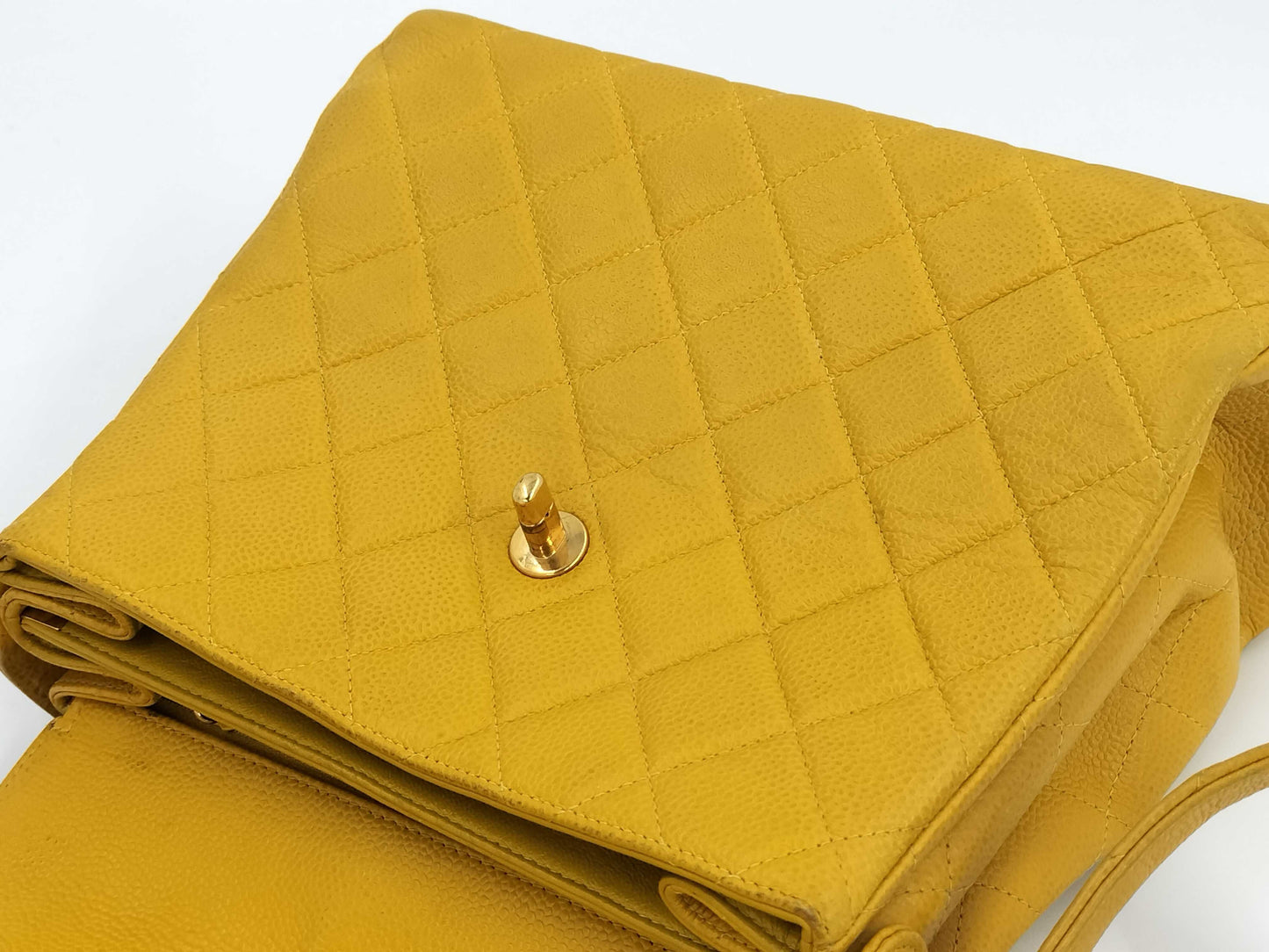 CHANEL Caviar Skin Yellow No. 4 Shoulder Bag